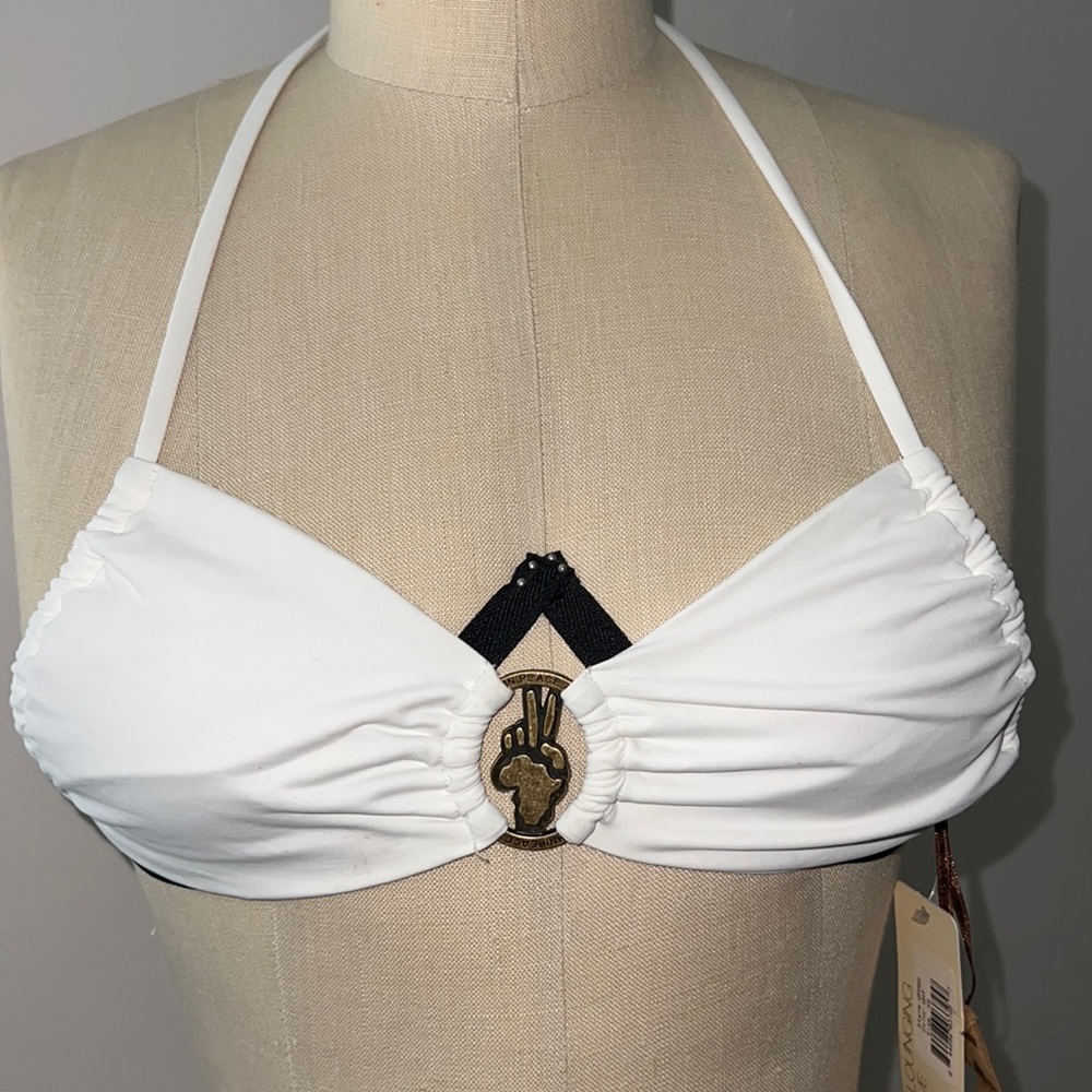 L*Space by Monica Wise OmniPeace White Bikini Top Size XS - NWT!